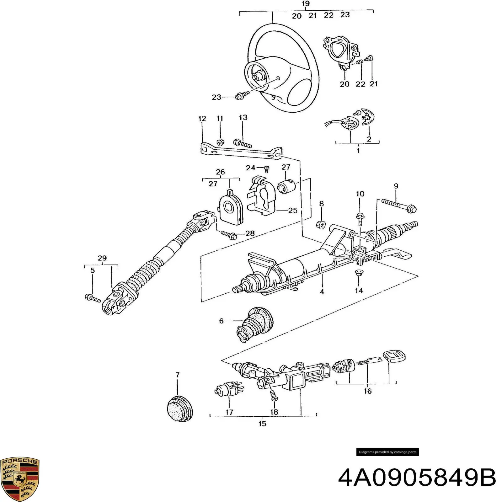 Купить 4A0905849B Porsche Концевой выключатель замка зажигания