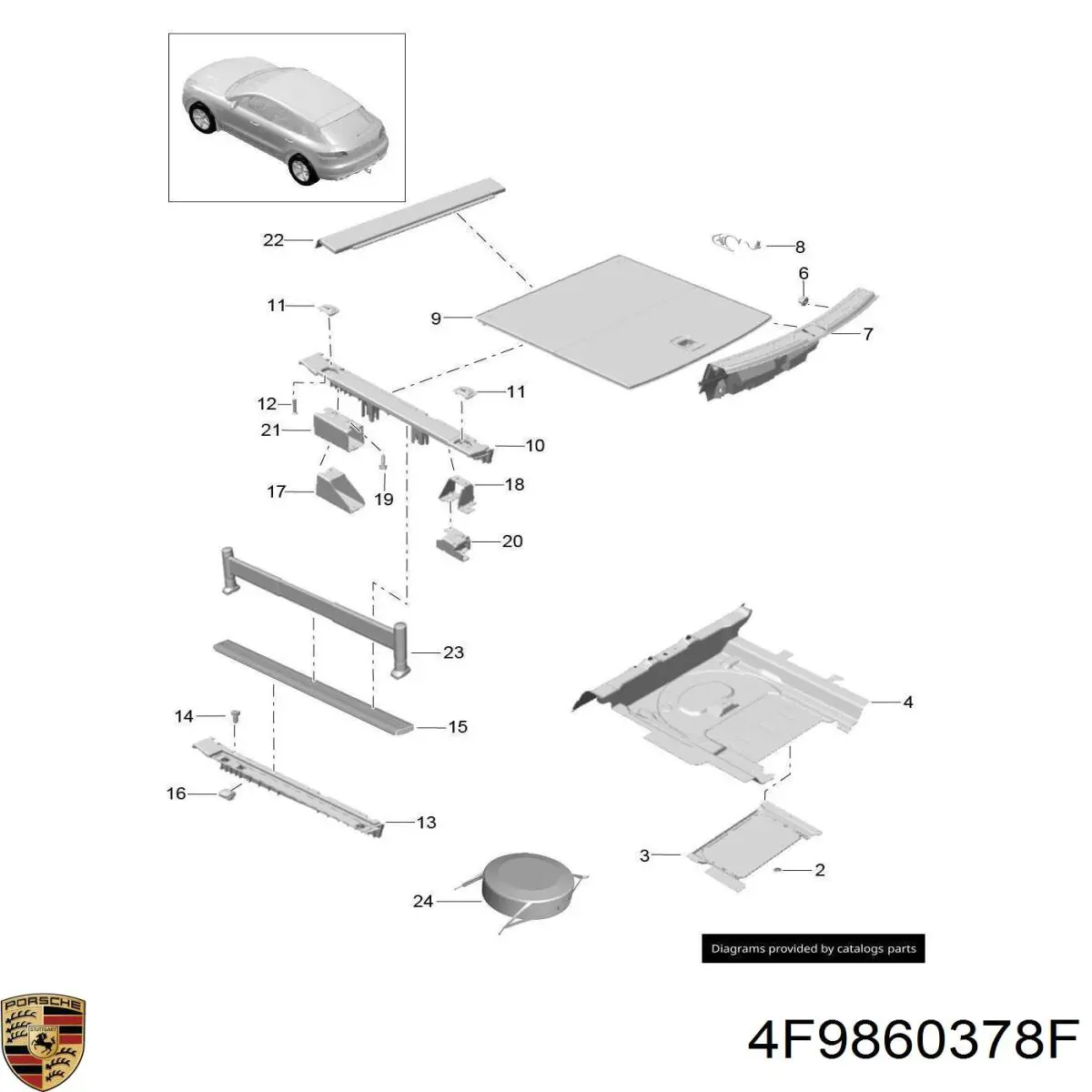 Крепление спецоборудования Porsche 4F9860378F цена, от 63.91 USD
