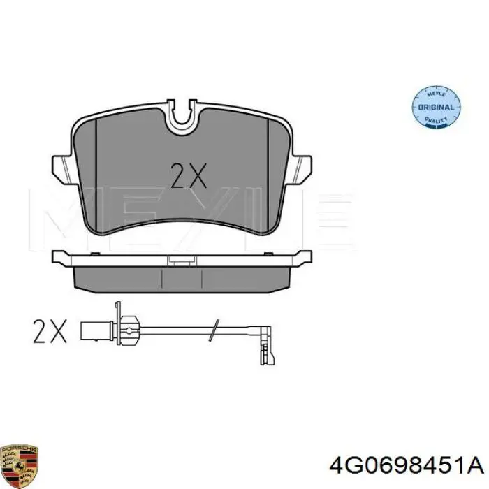 Купить 4G0698451A Porsche Колодки тормозные задние, дисковые