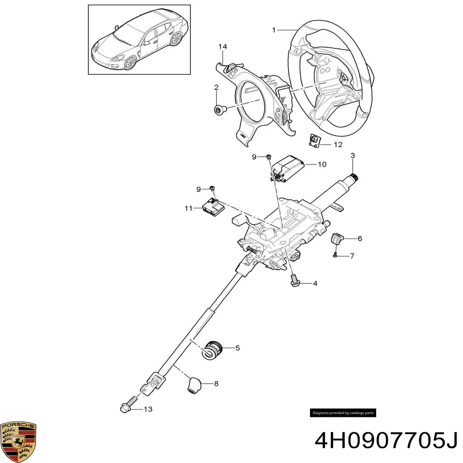 Купить 4H0907705J Porsche Электронный модуль рулевой колонки