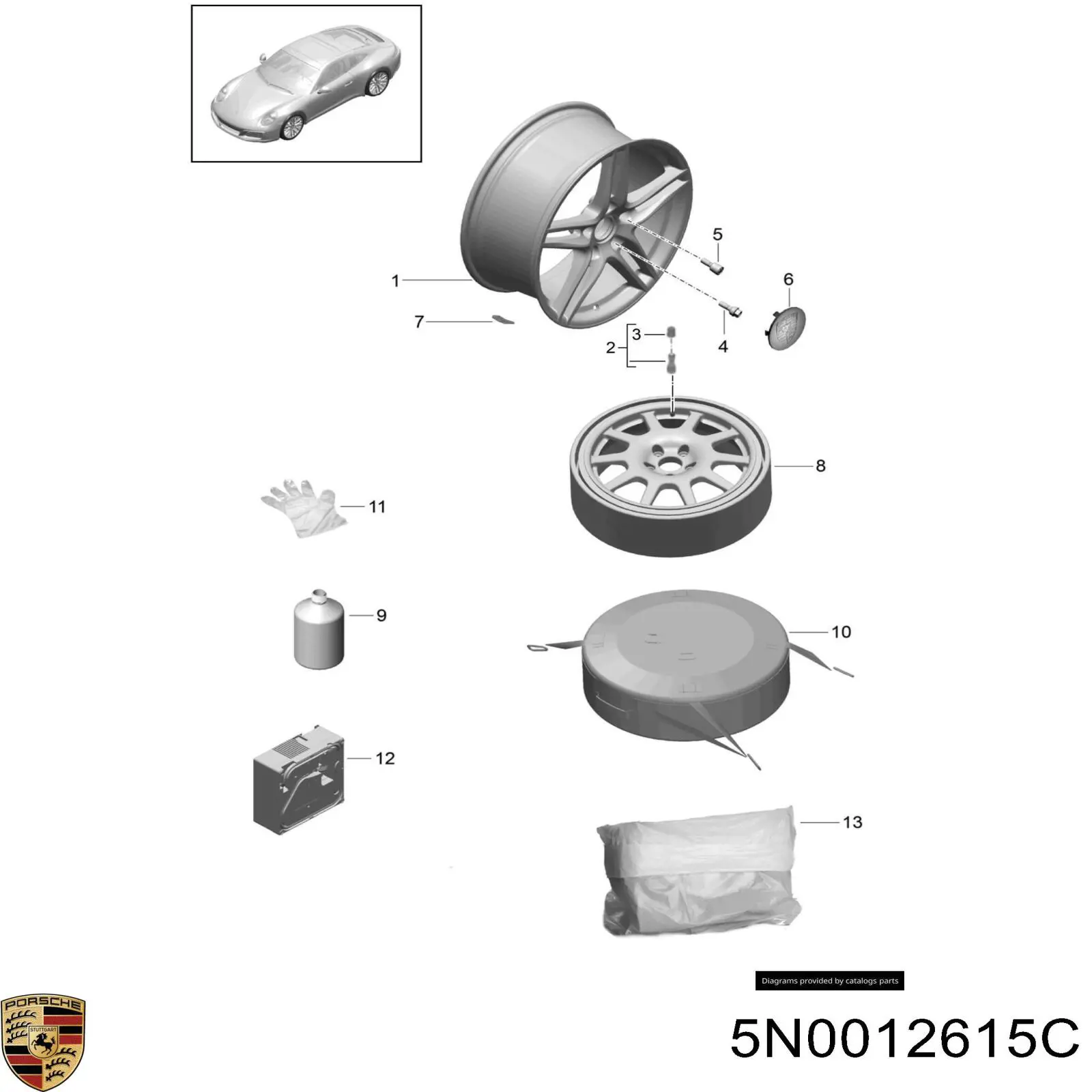 Compresor De Inflado De Neumaticos 5N0012615C Porsche