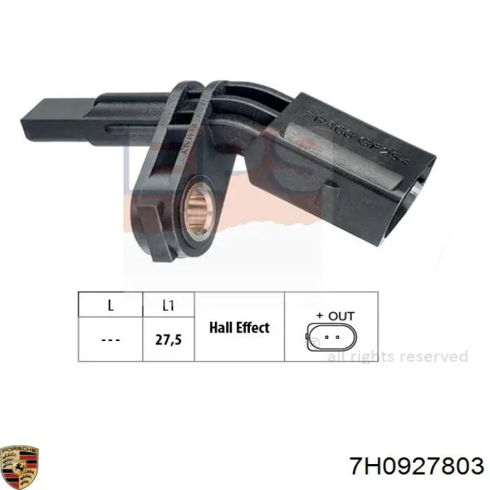 Купить 7H0927803 Porsche Датчик ABS передний левый