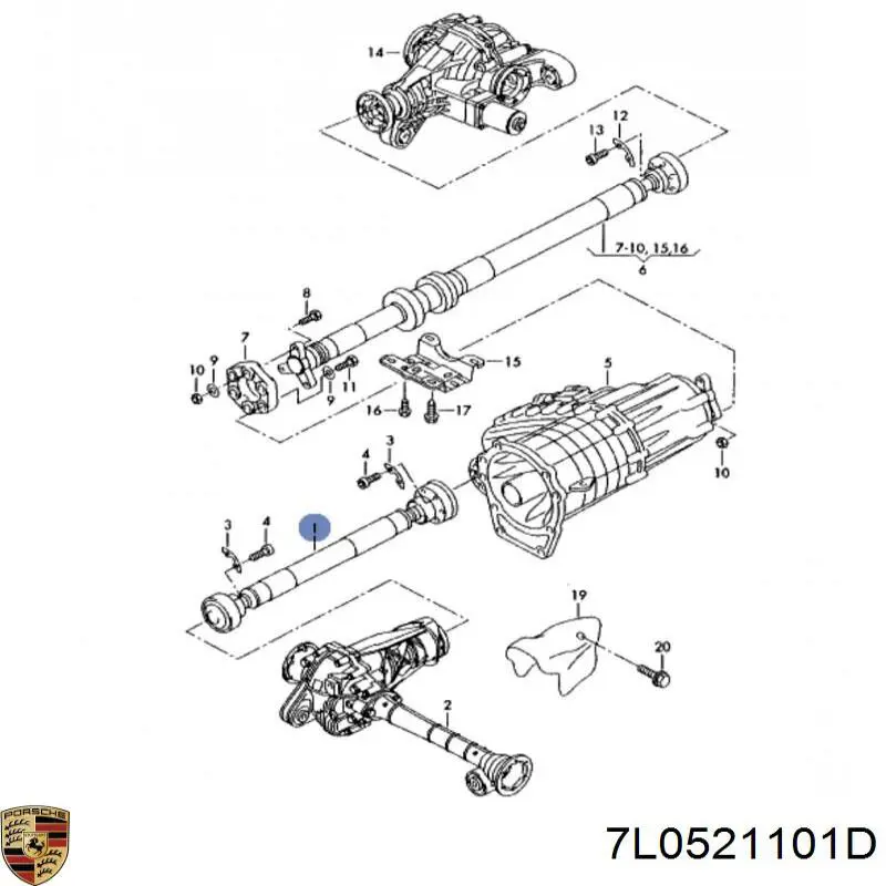 Вал карданный к переднему мосту Porsche 7L0521101D цена, от 47.00 USD