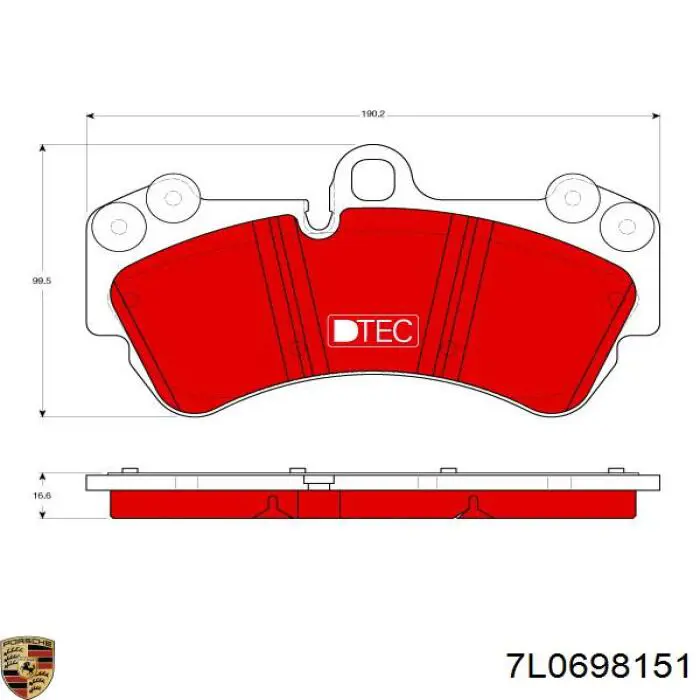 Передние тормозные колодки 7L0698151 Porsche