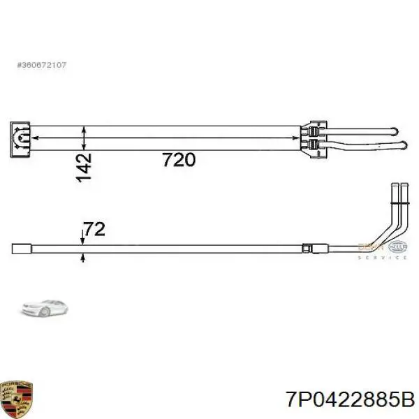 7P0422885B Porsche radiador da direção hidrâulica assistida