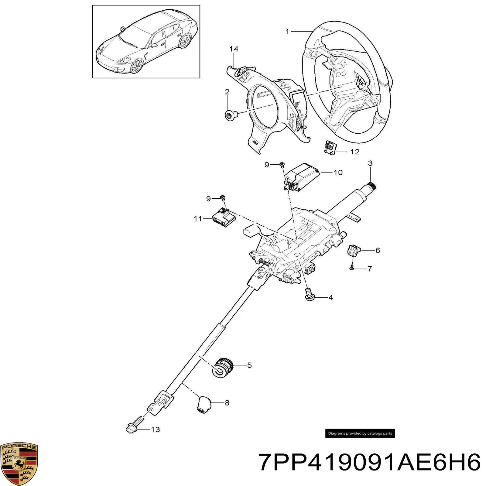 7PP419091AE6H6 Porsche Колесо рулевое