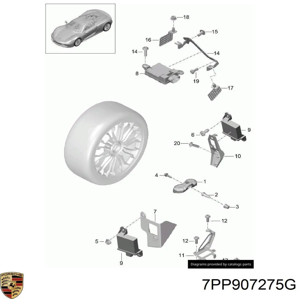 Датчик шин Porsche 7PP907275G цена, от 19.90 USD