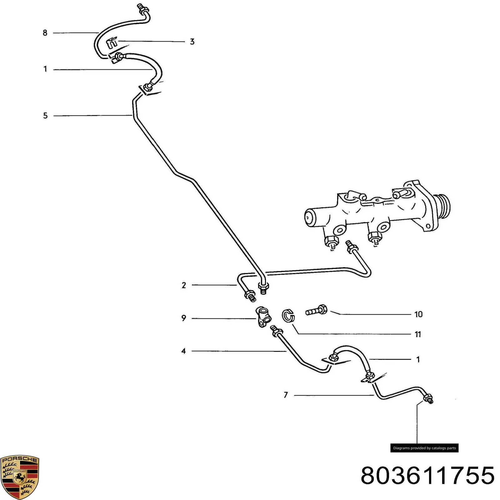 Купить 803611755 Porsche Тройник тормозных трубок