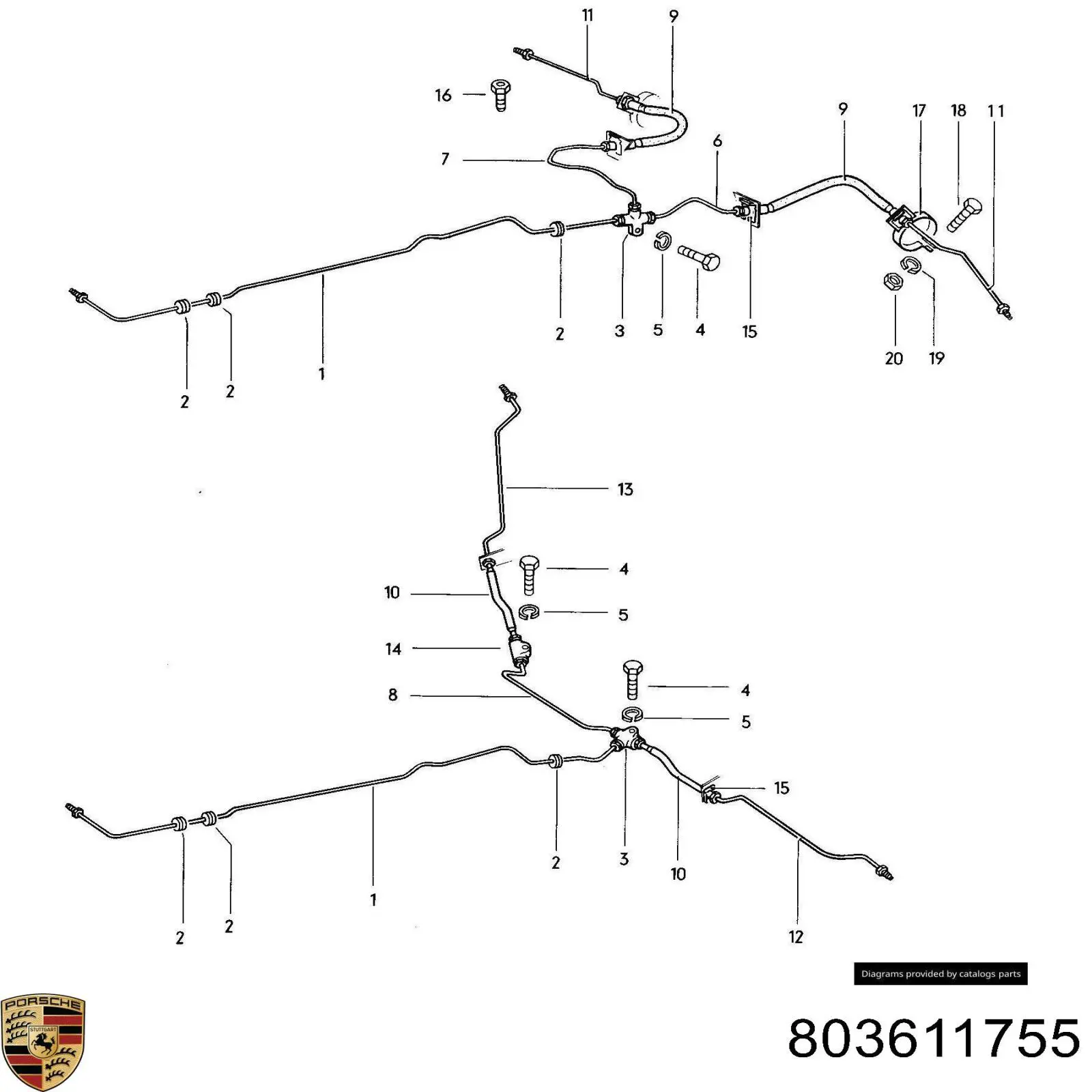 Тройник тормозных трубок 113611755 Porsche