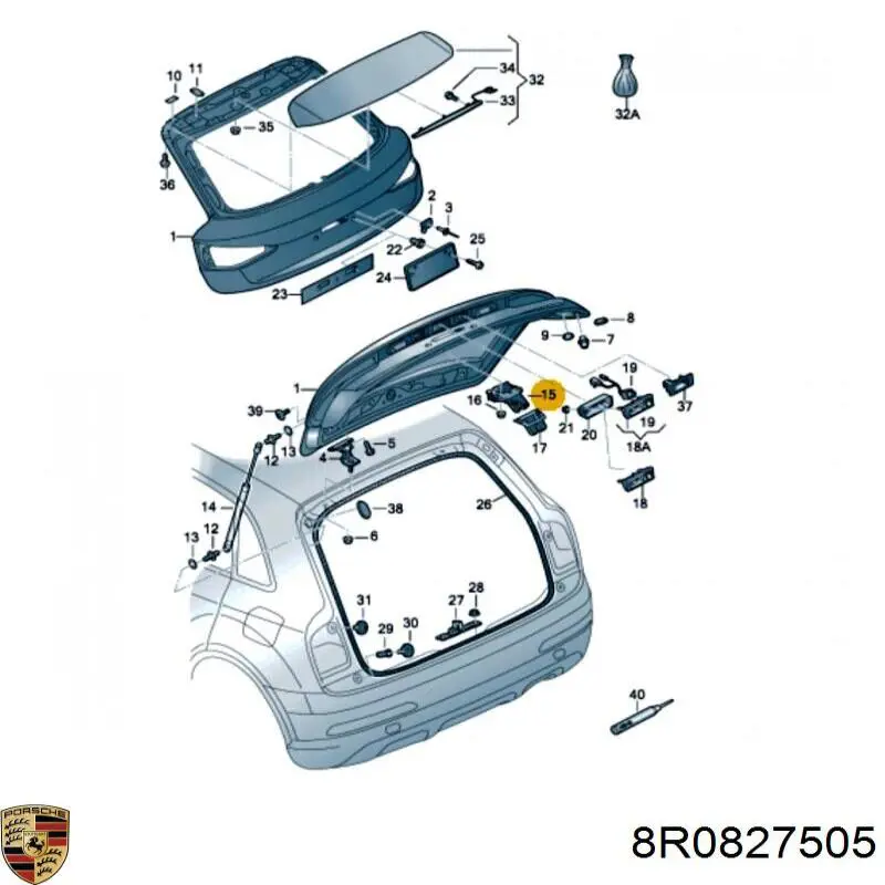 Замок двери багажника Porsche 8R0827505 цена, от 14.12 USD
