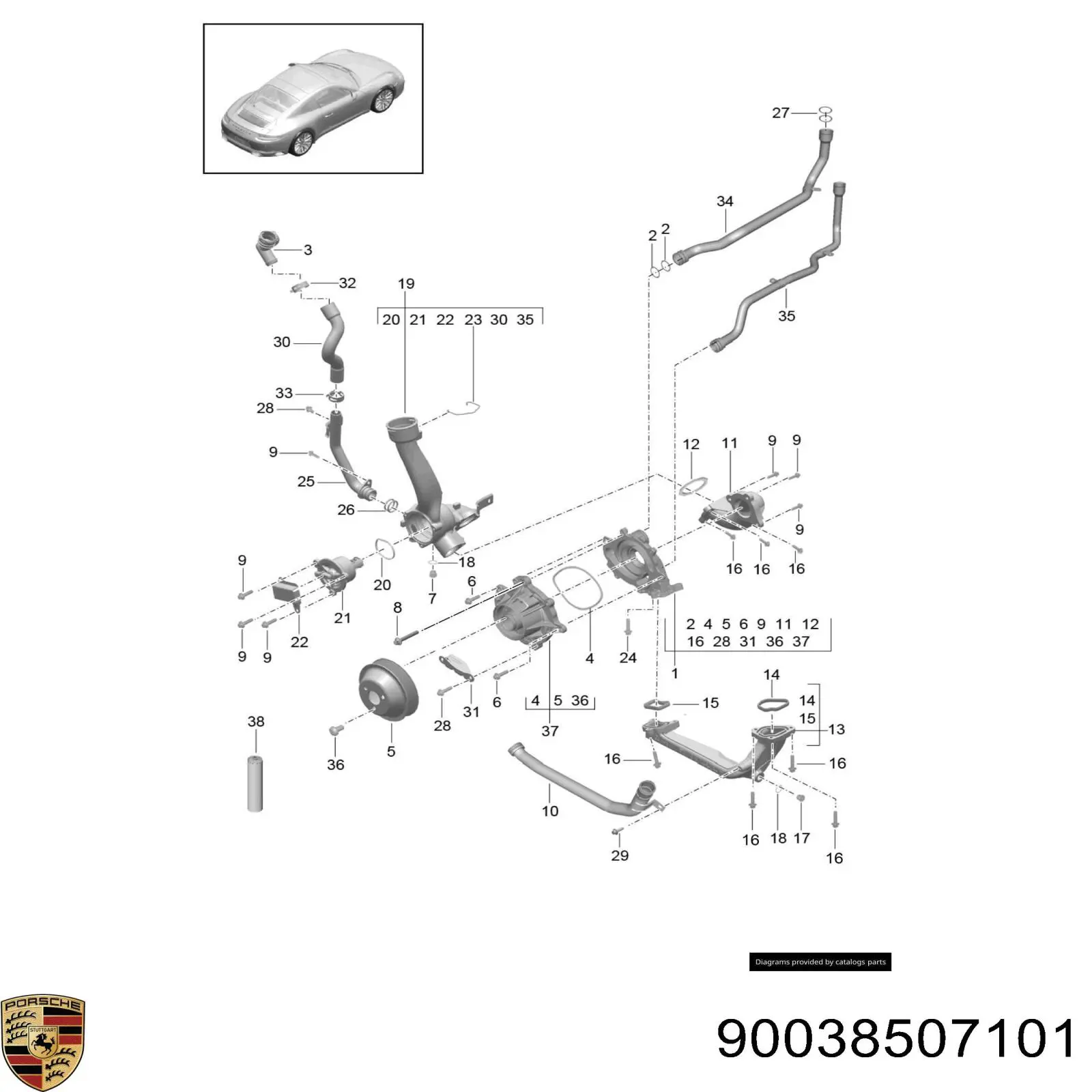 Купить 90038507101 Porsche 