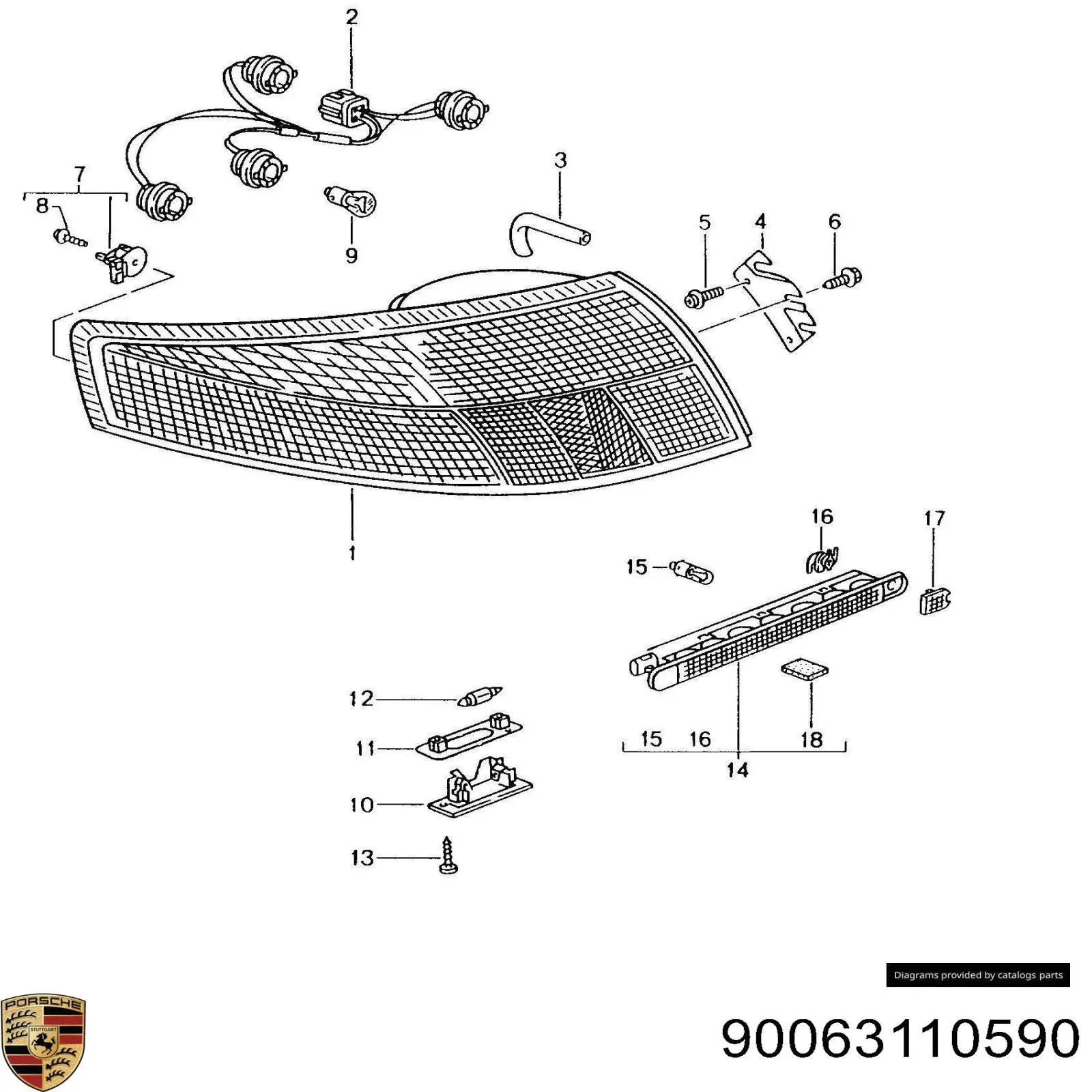 Лампочка освещения салона 90063110590 Porsche
