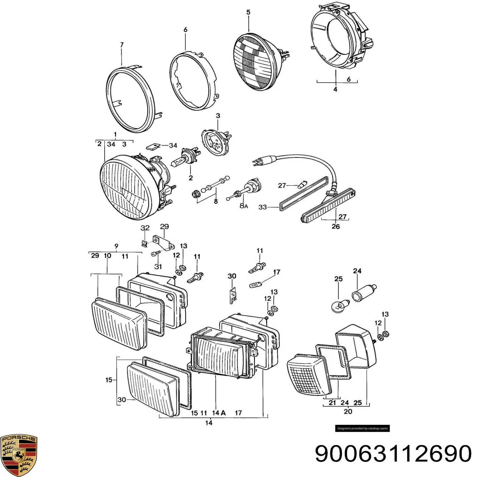 Лампочка галогенная 90063112690 Porsche