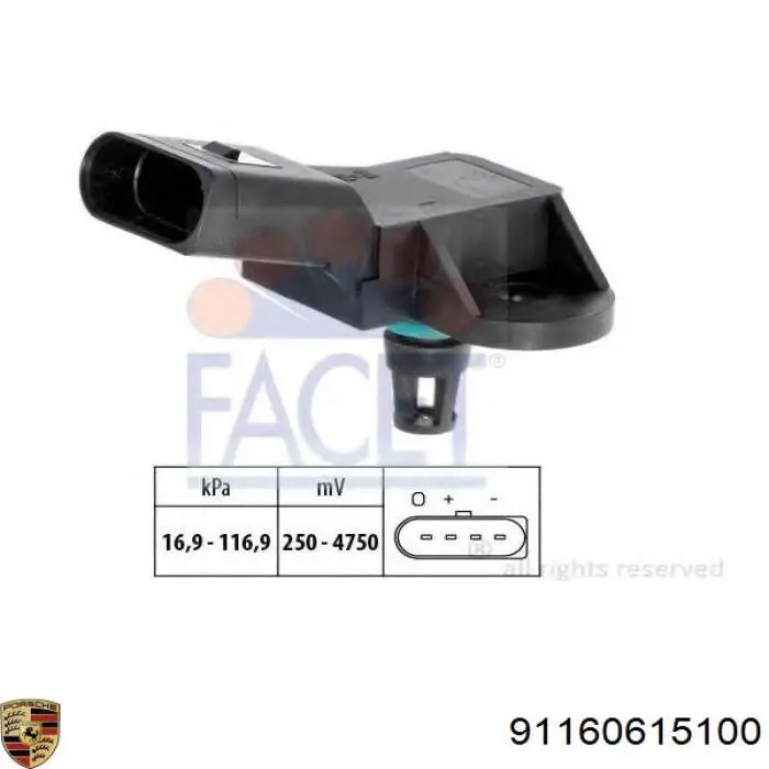 Датчик абсолютного давления в коллекторе Porsche 91160615100 цена, от 76.02 USD