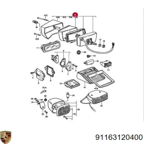 Фара противотуманная, правая Porsche 91163120400 цена, от 978.52 USD