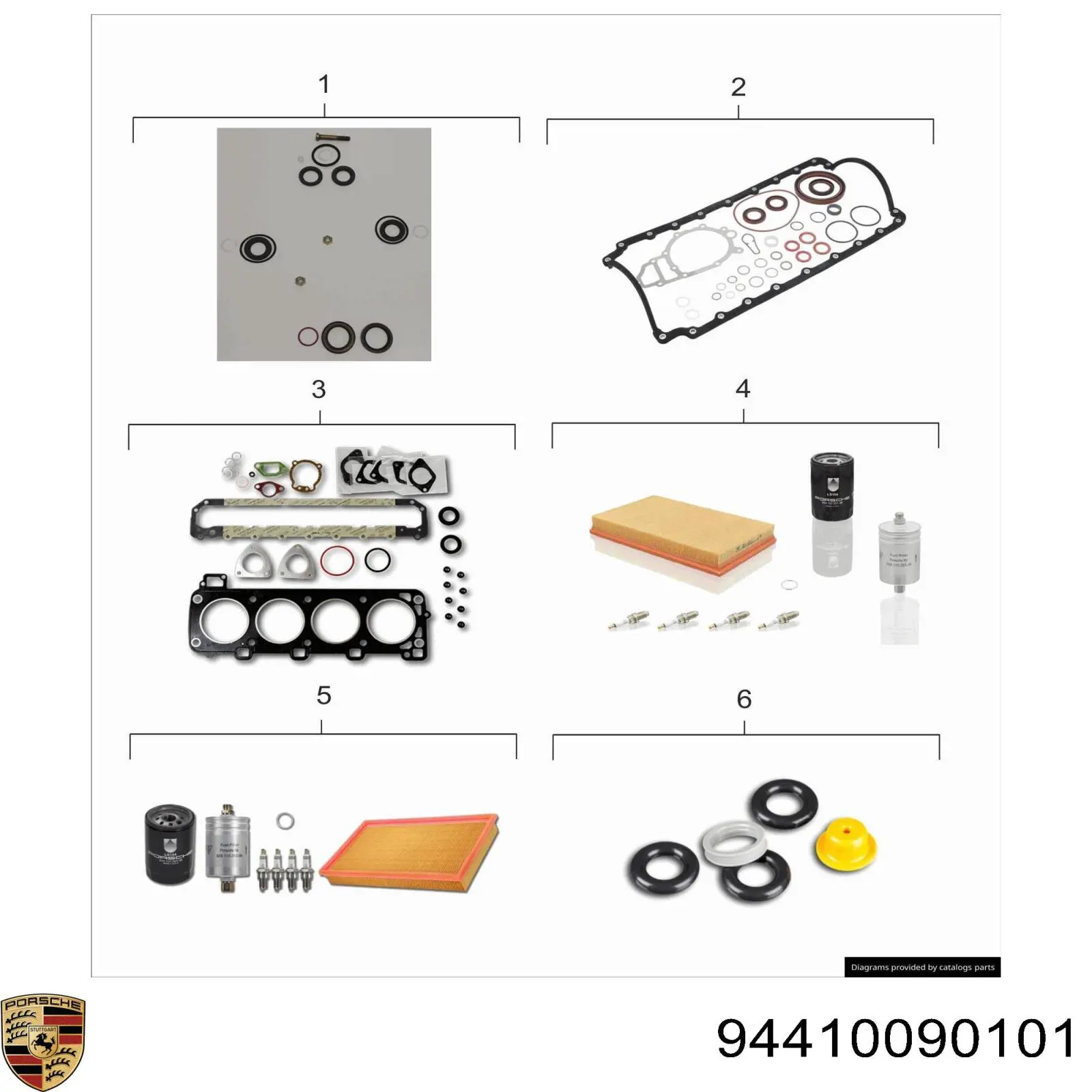 Купить 94410090101 Porsche Нижний комплект прокладок двигателя