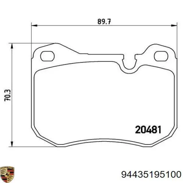 Передние тормозные колодки 94435195100 Porsche