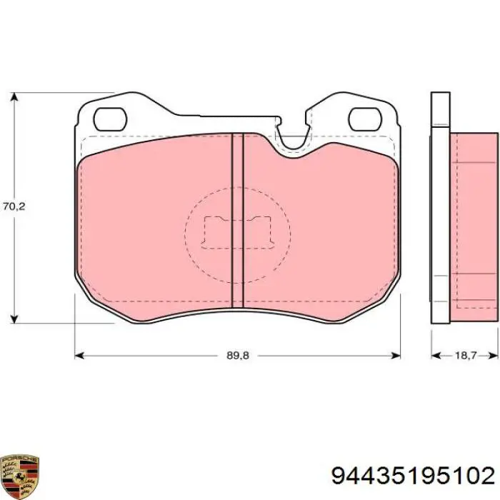 Купить 94435195102 Porsche Колодки тормозные
