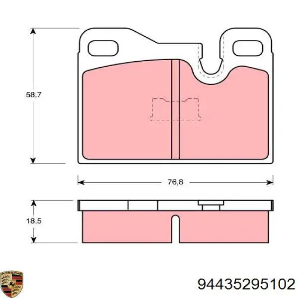 94435295102 Porsche Колодки тормозные дисковые комплект