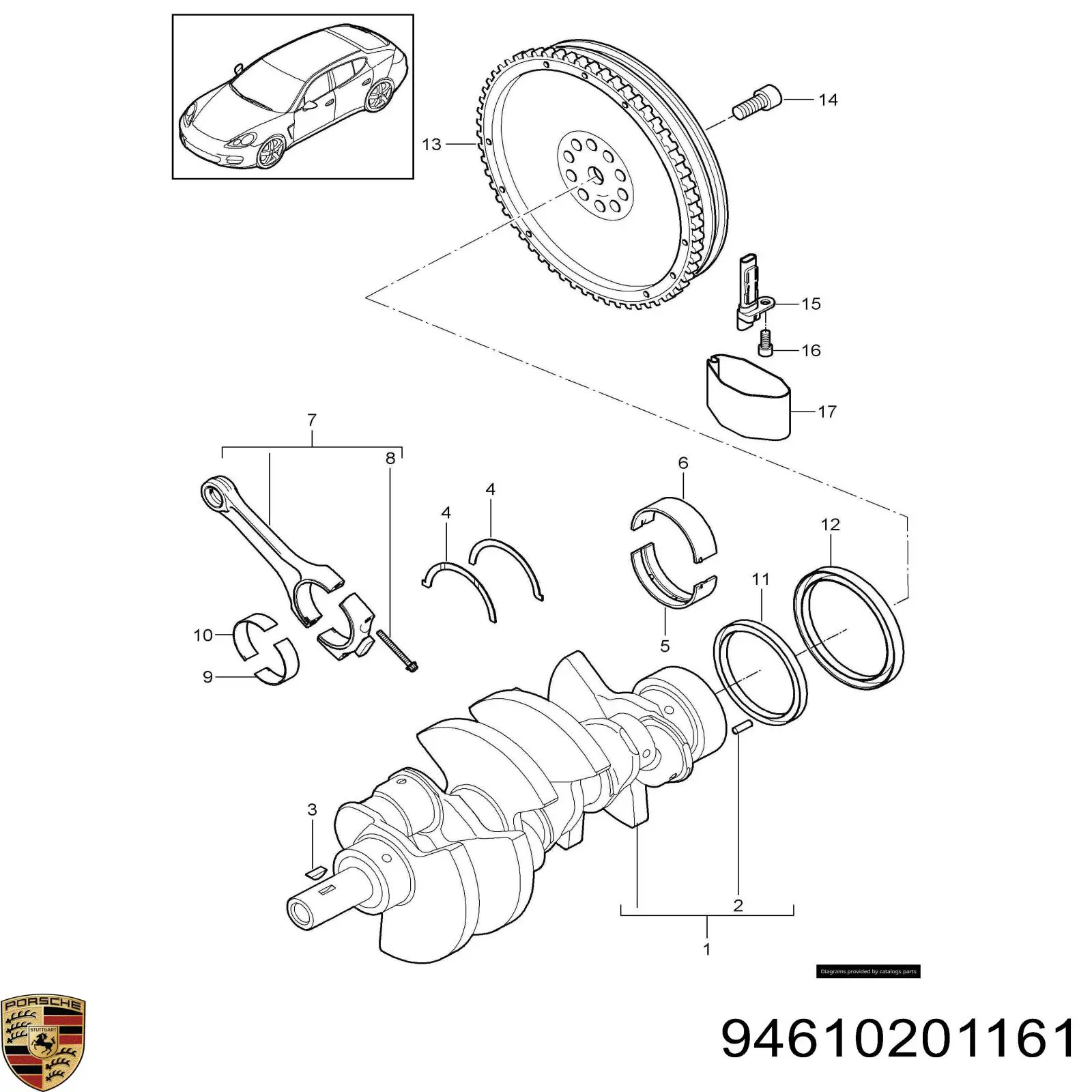 Коленвал двигателя 94610201161 Porsche