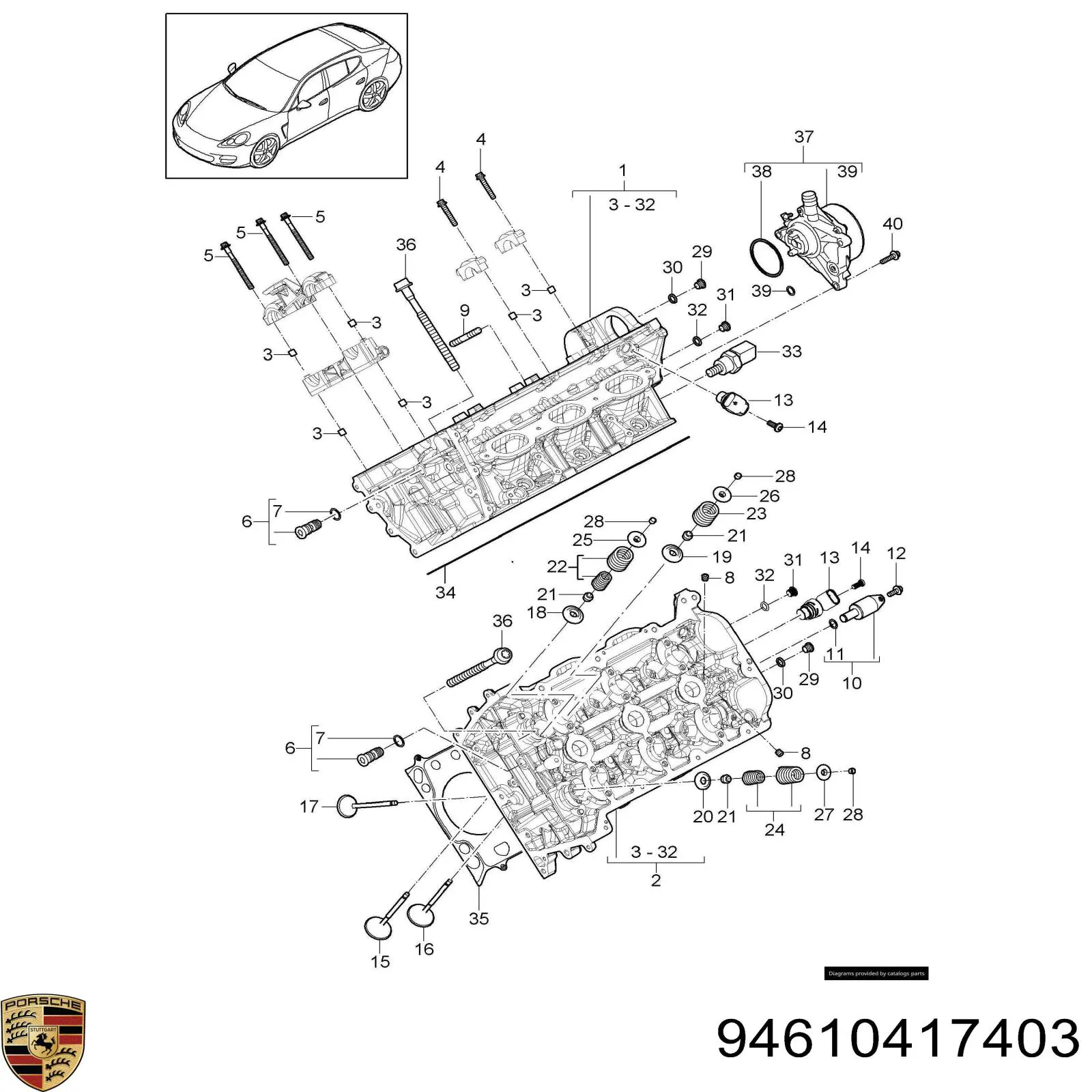 Купить 94610417403 Porsche Левая прокладка ГБЦ