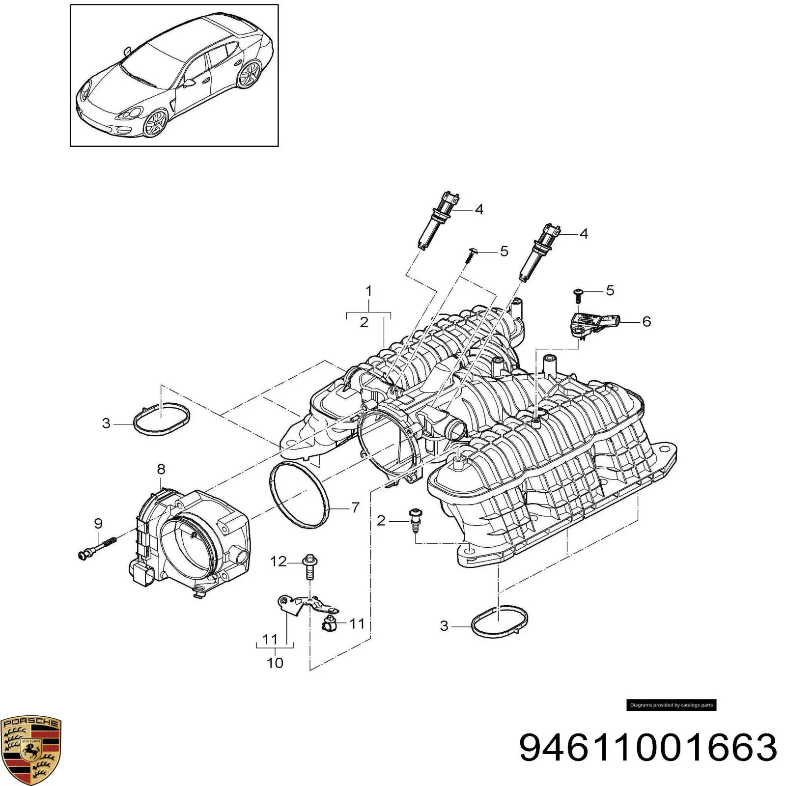 Впускной коллектор 94611001663 Porsche