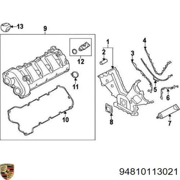 Купить 94810113020 Porsche Прокладка передней крышки двигателя правая