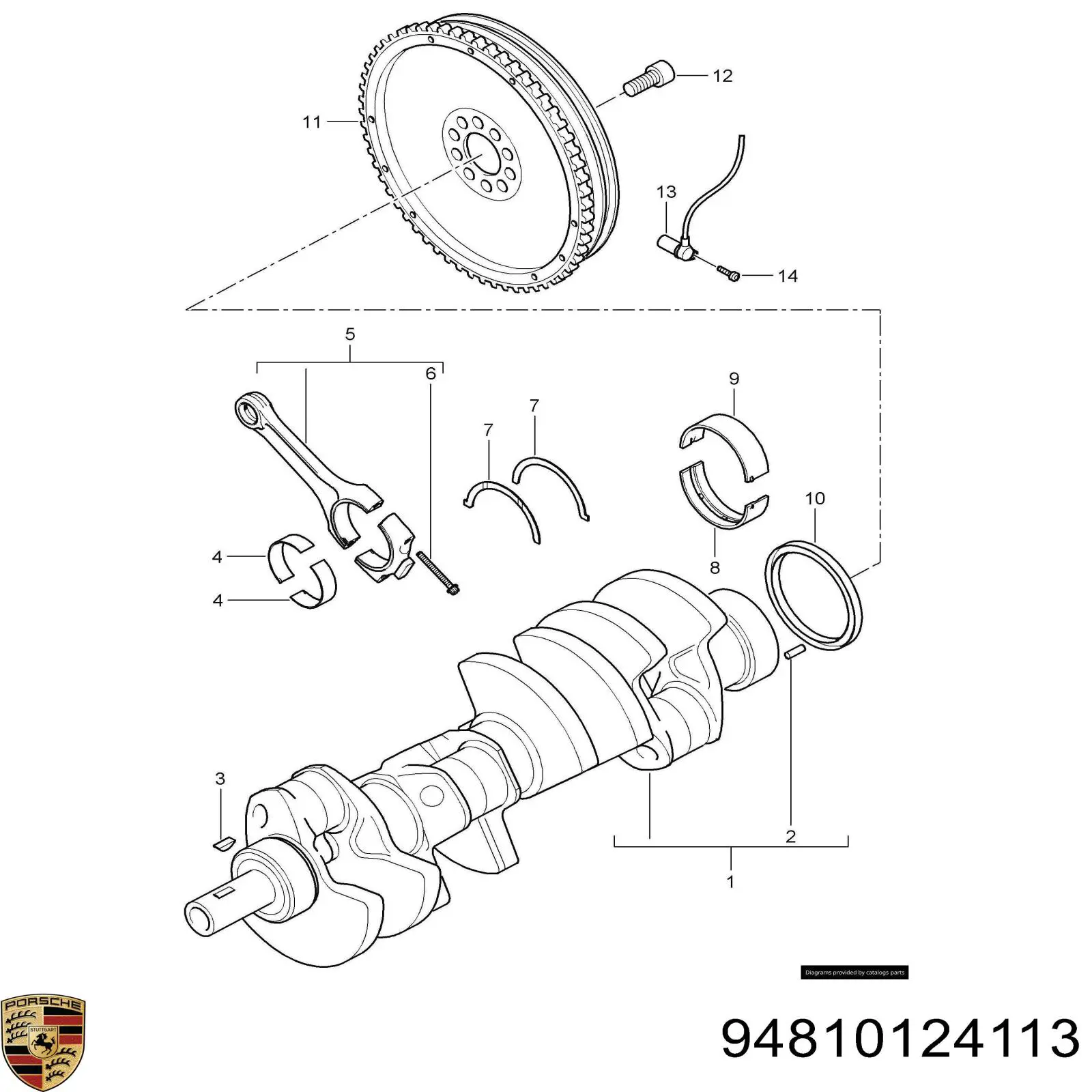 94810124113 Porsche folhas inseridas principais de cambota, kit, padrão (std)