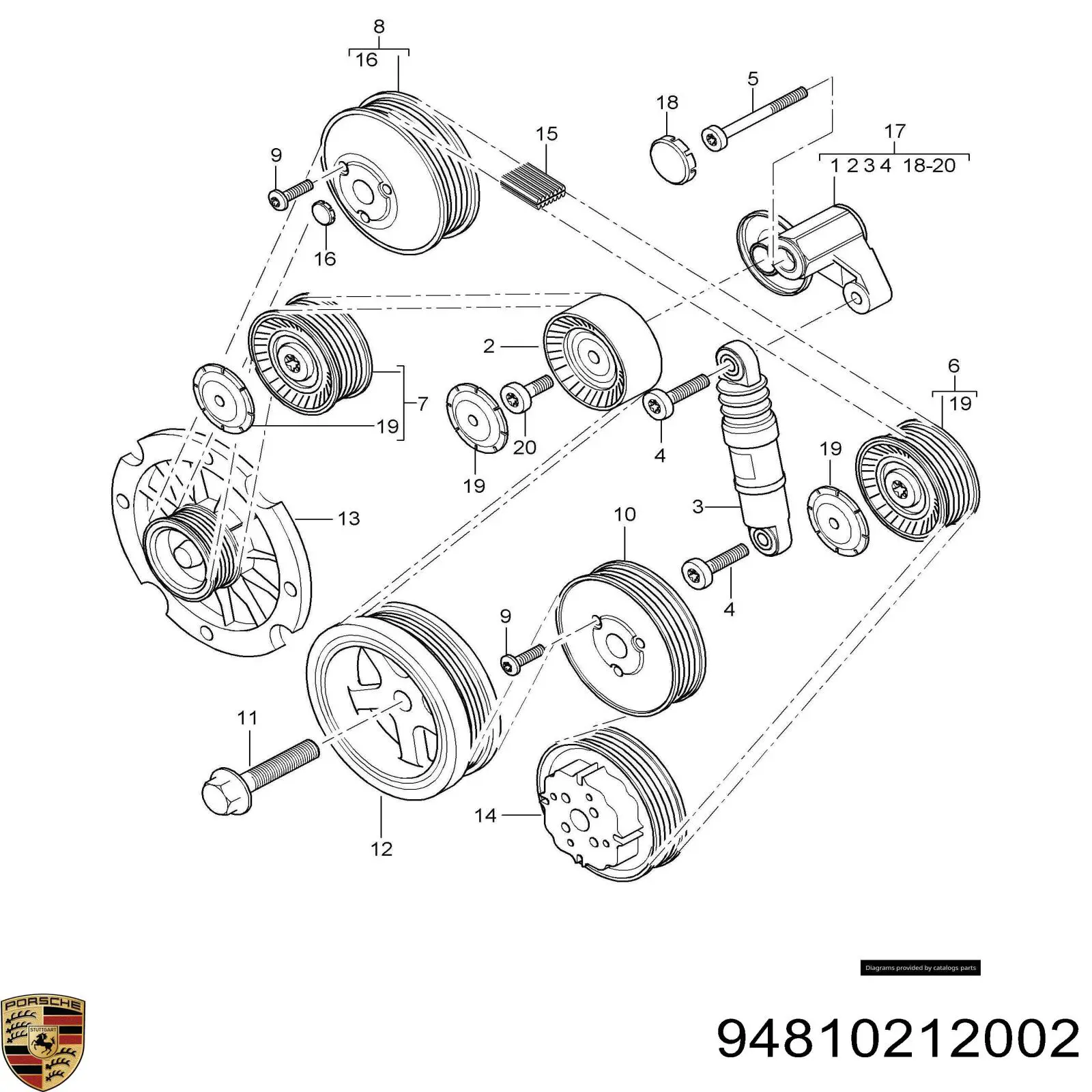 Паразитный ролик приводного ремня Porsche 94810212002 цена, от 141.53 USD