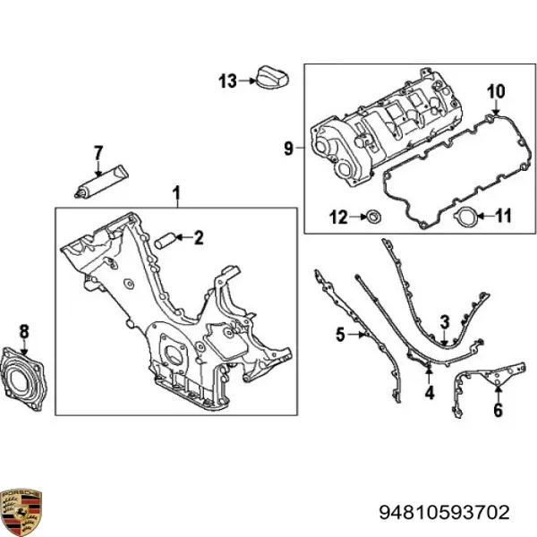 Прокладка клапанной крышки двигателя, кольцо 94810593702 Porsche