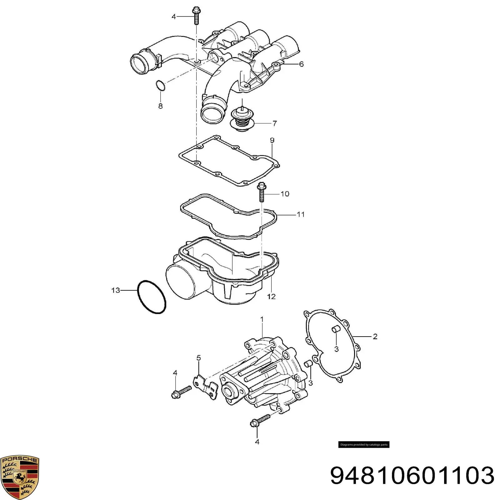 94810601102 Porsche Насос водяной