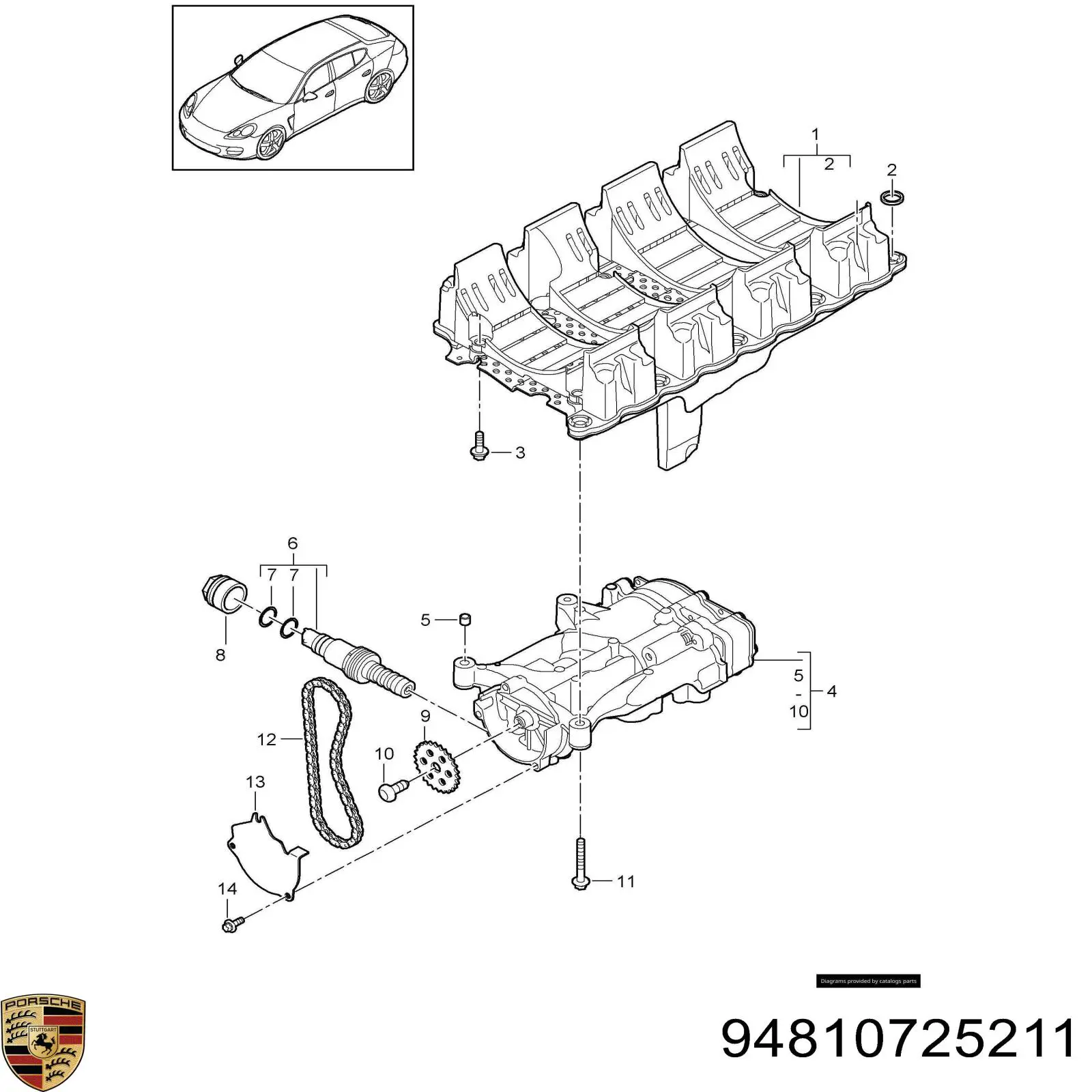 Цепь масляного насоса 94810725211 Porsche