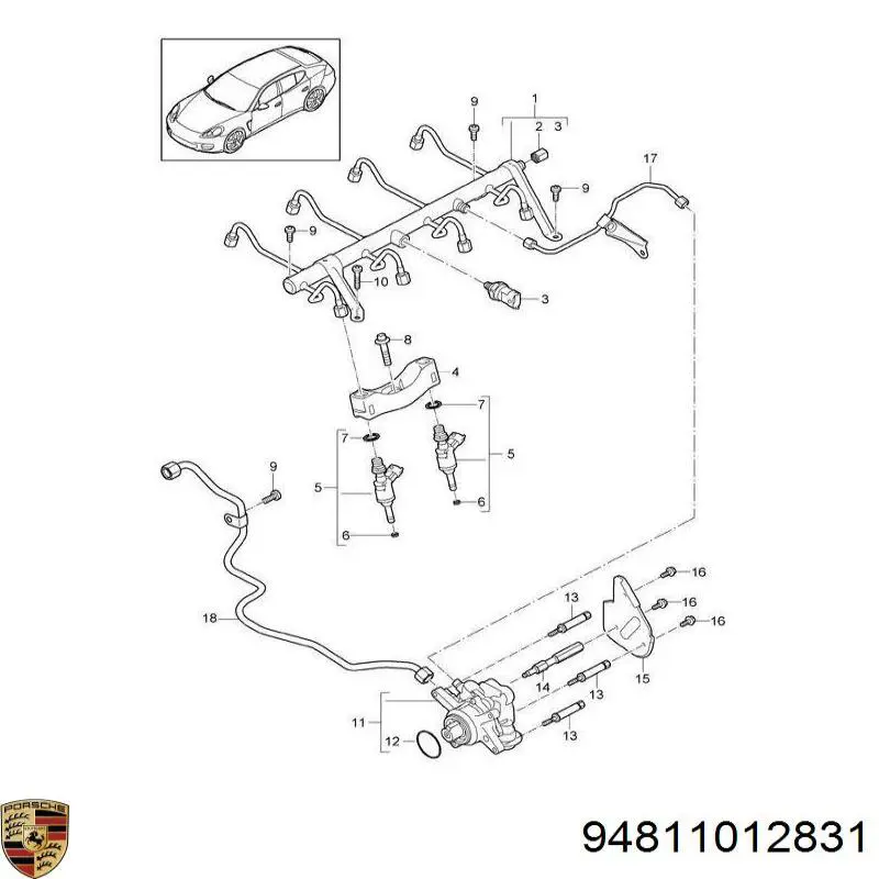 Купить 94811012832 Porsche Клапанная форсунка