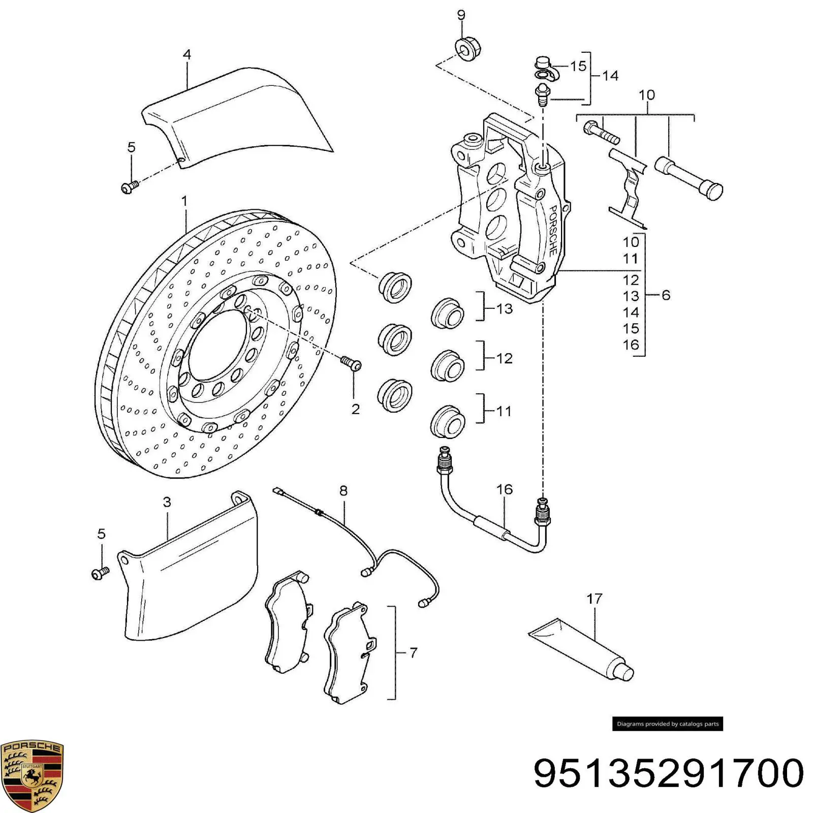 Ремкомплект суппортов Porsche 95135291700 цена, от 14.41 USD