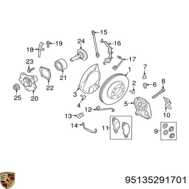 Купить 95135291701 Porsche Ремкомплект суппорта тормозного, заднего
