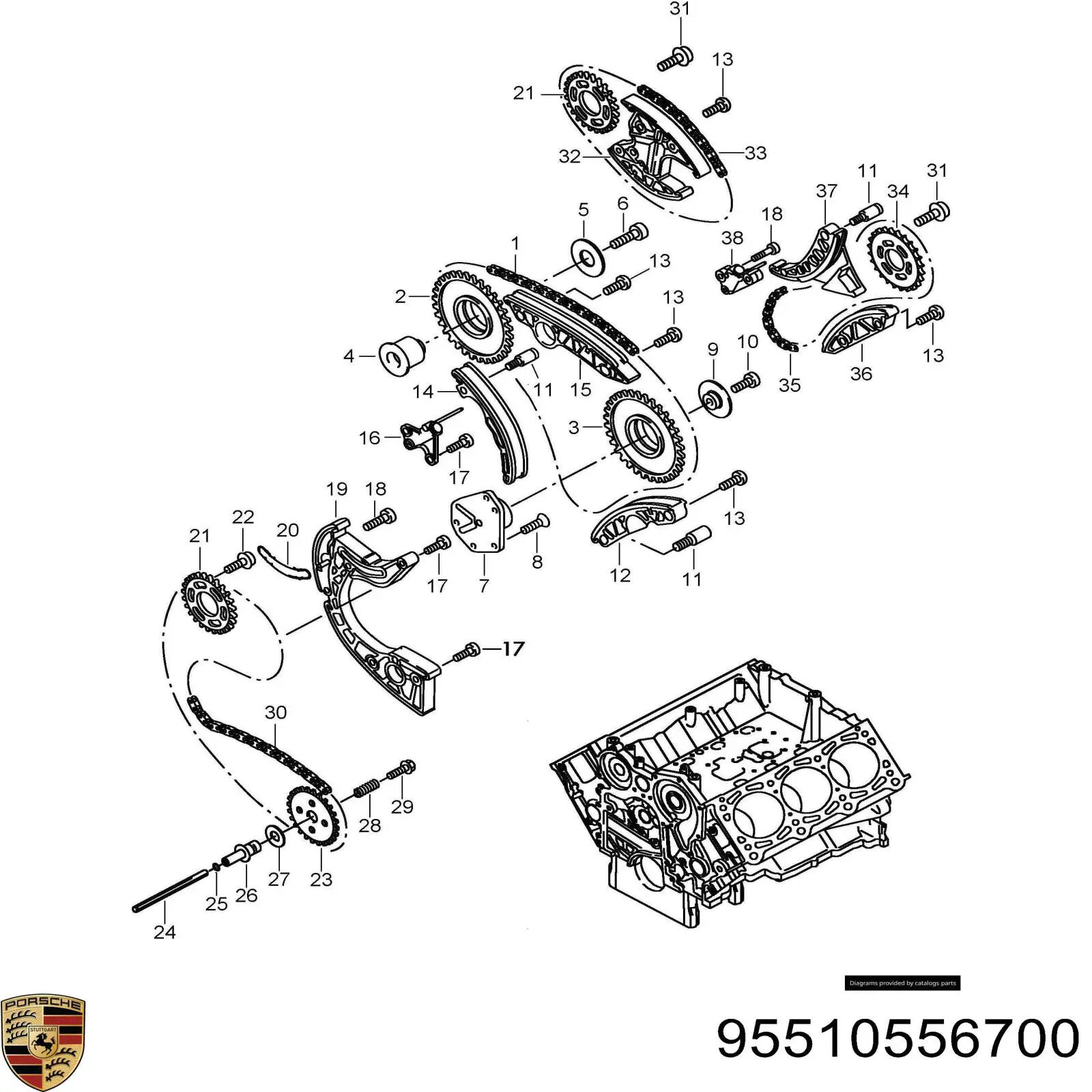 Цепь ГРМ 95510556700 Porsche