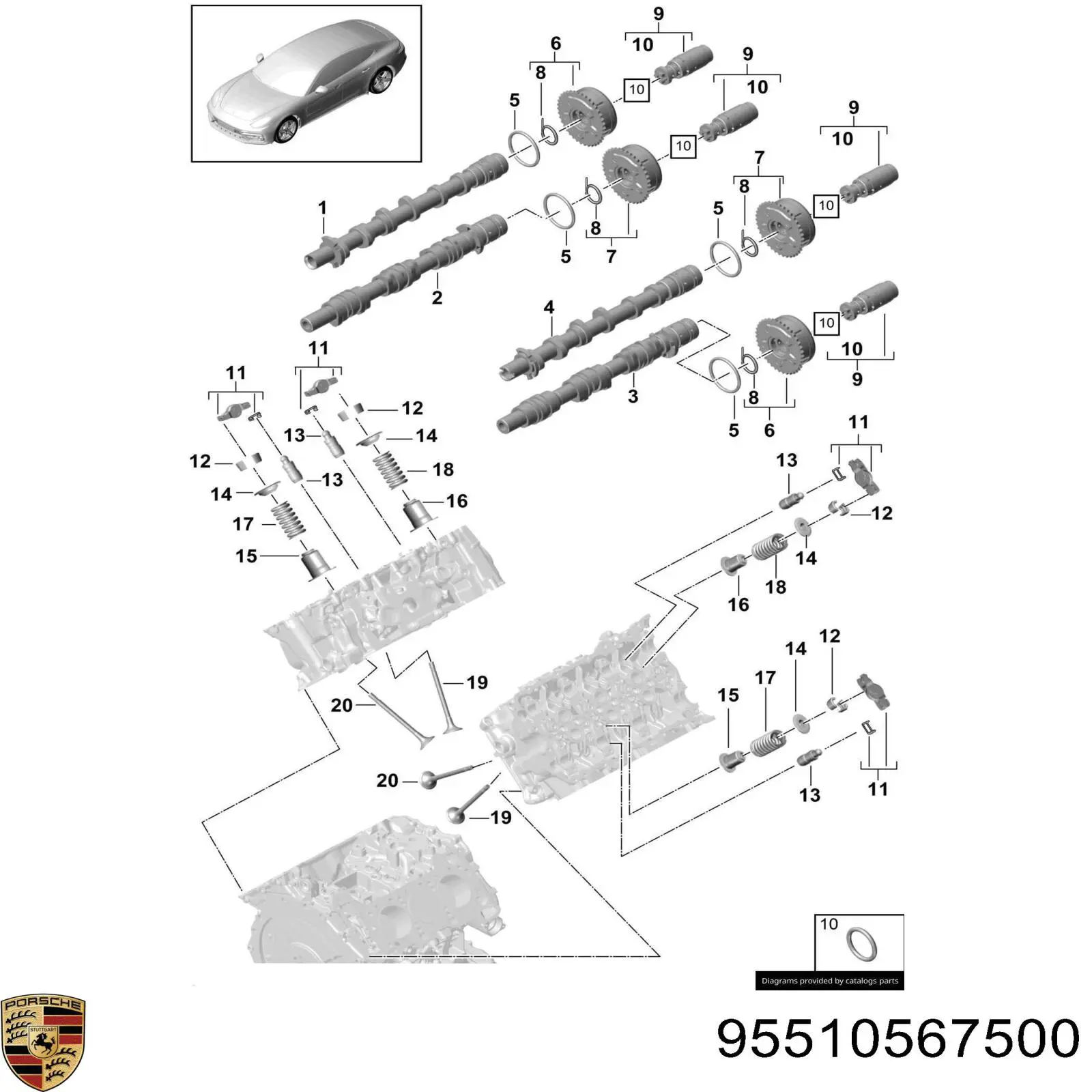 Маслосъемный сальник клапана впуск/выпуск Porsche 95510567500 цена, от 2.42 USD