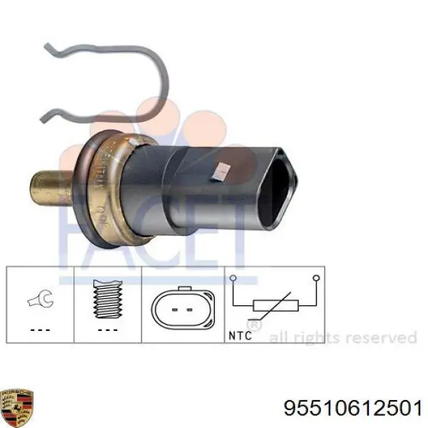 Купить 95510612501 Porsche Термодатчик охлаждающей жидкости