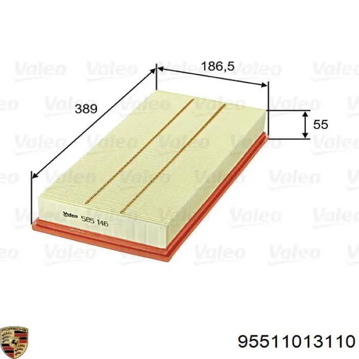 95511013110 Porsche Воздушный фильтр двигателя