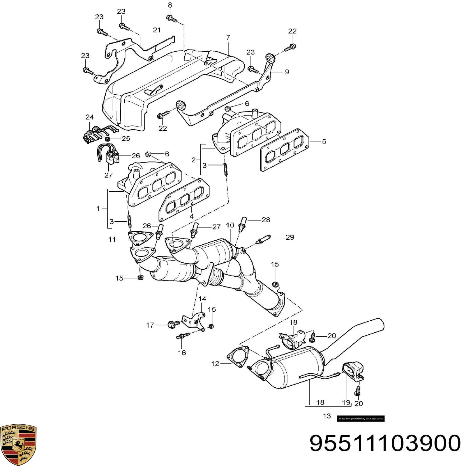 Прокладка коллектора выпускного Porsche 95511103900 цена, от 8.76 USD