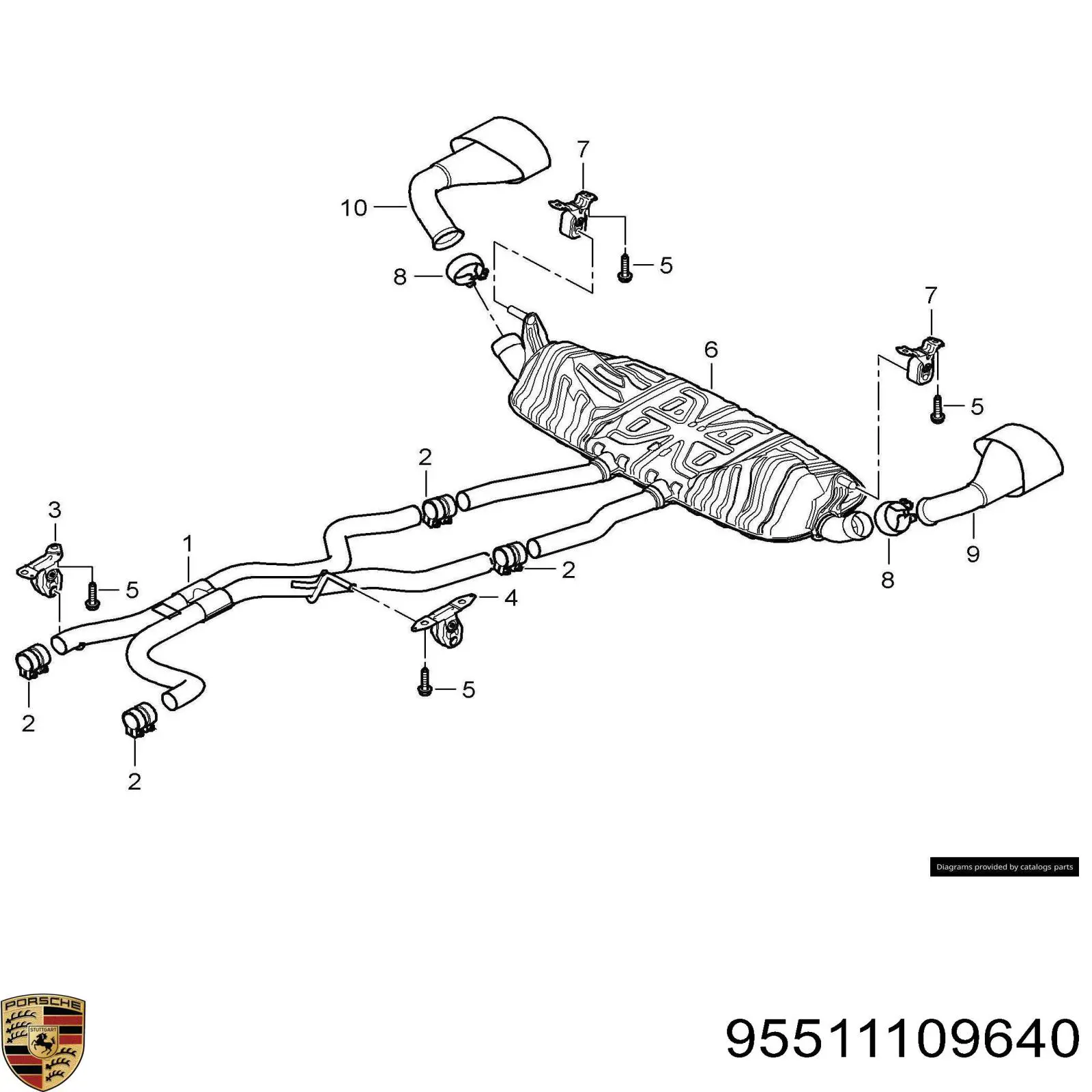 Глушитель, центральная часть Porsche 95511109640 цена, от 111.49 USD