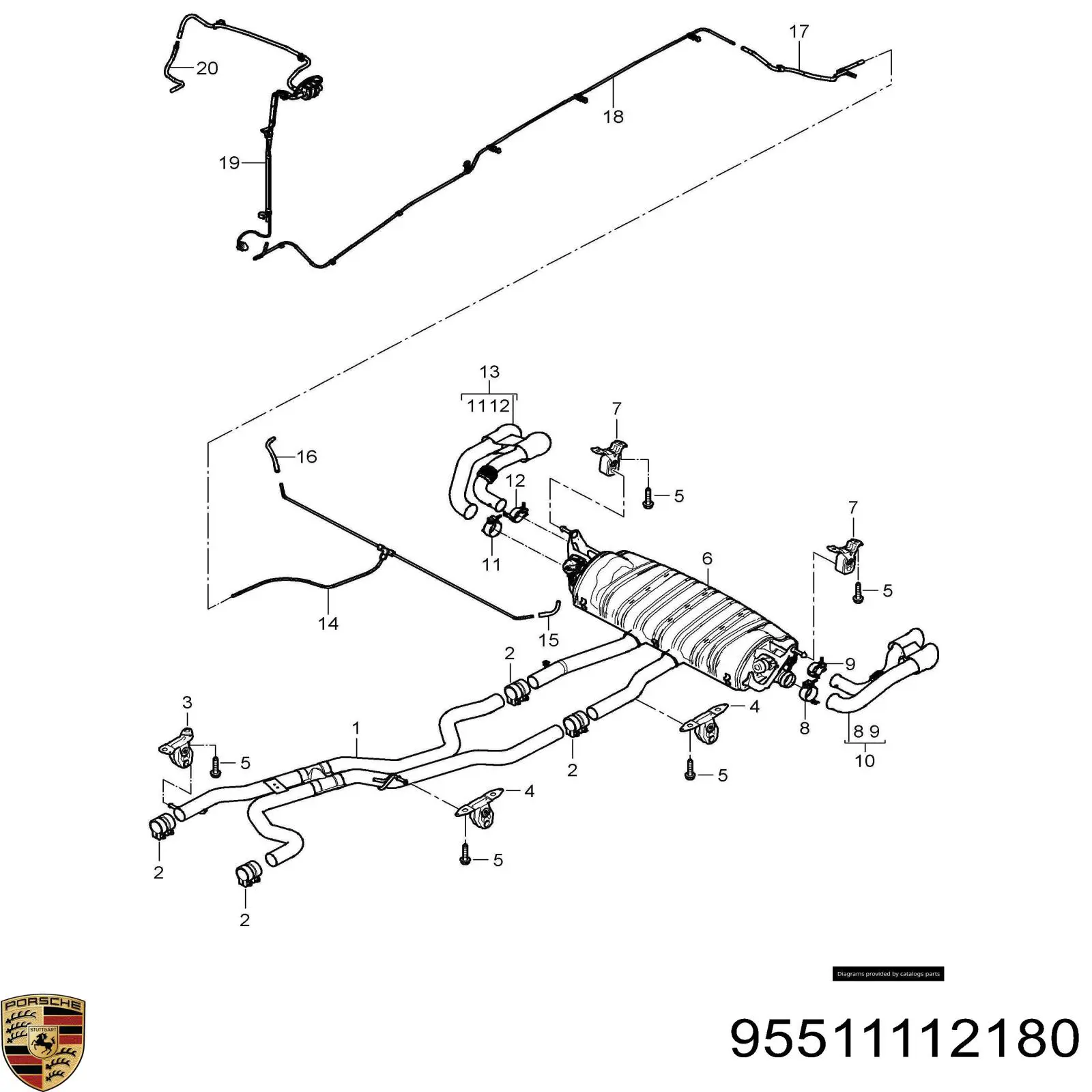 Глушитель задний 95511112180 Porsche