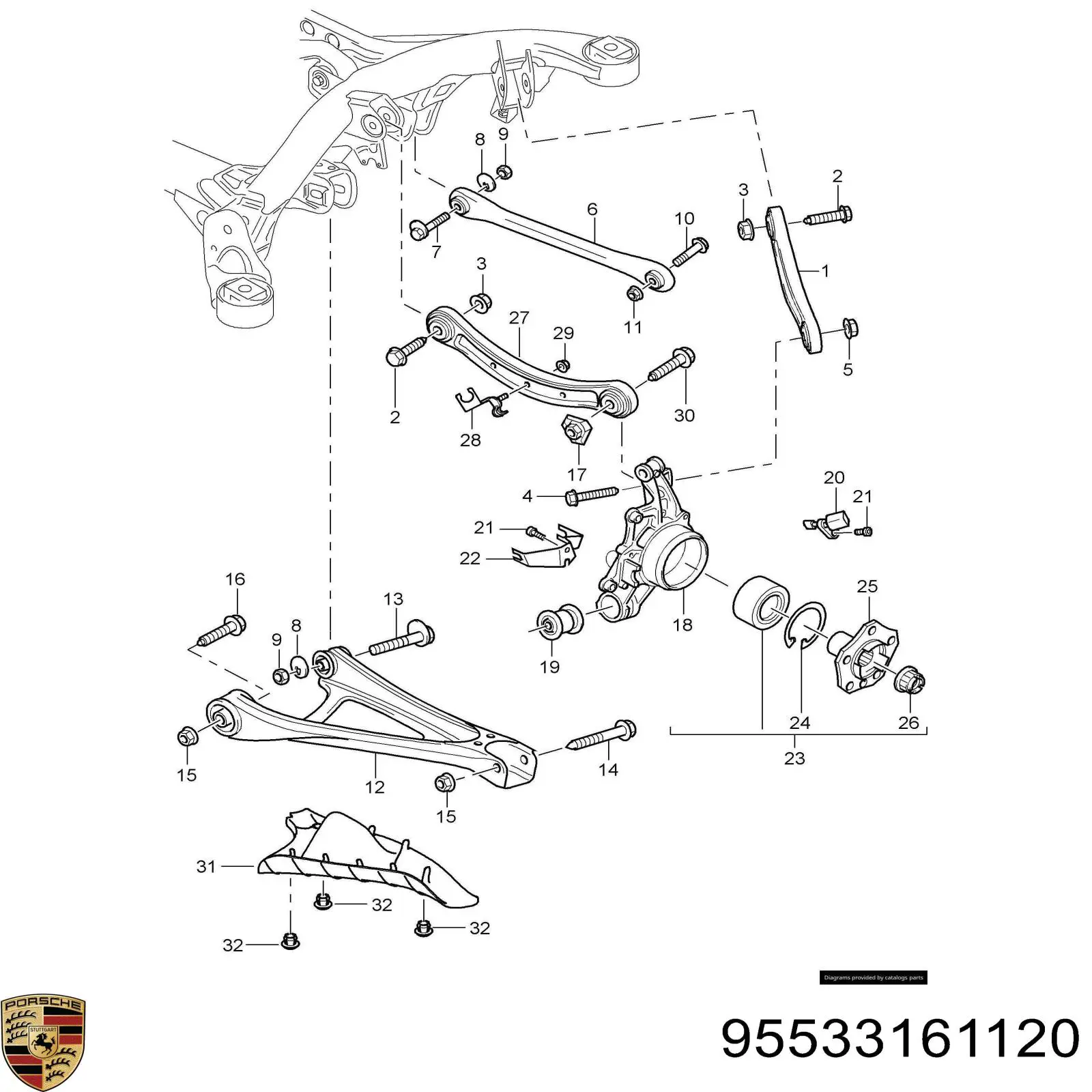 95533161120 Porsche Цапфа левая