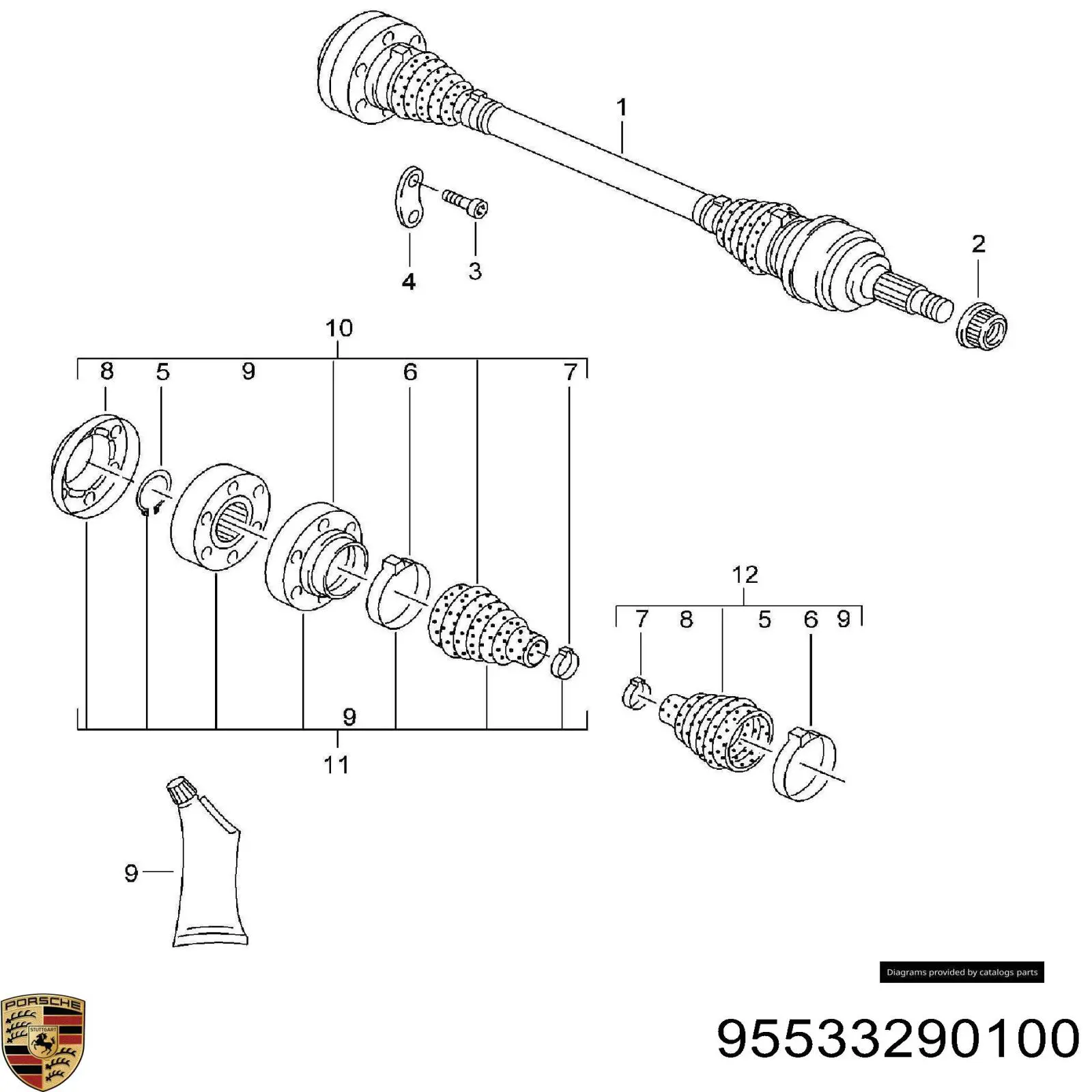 Пыльник шарнира угловых скоростей внутренний задний Porsche 95533290100 цена, от 11.12 USD