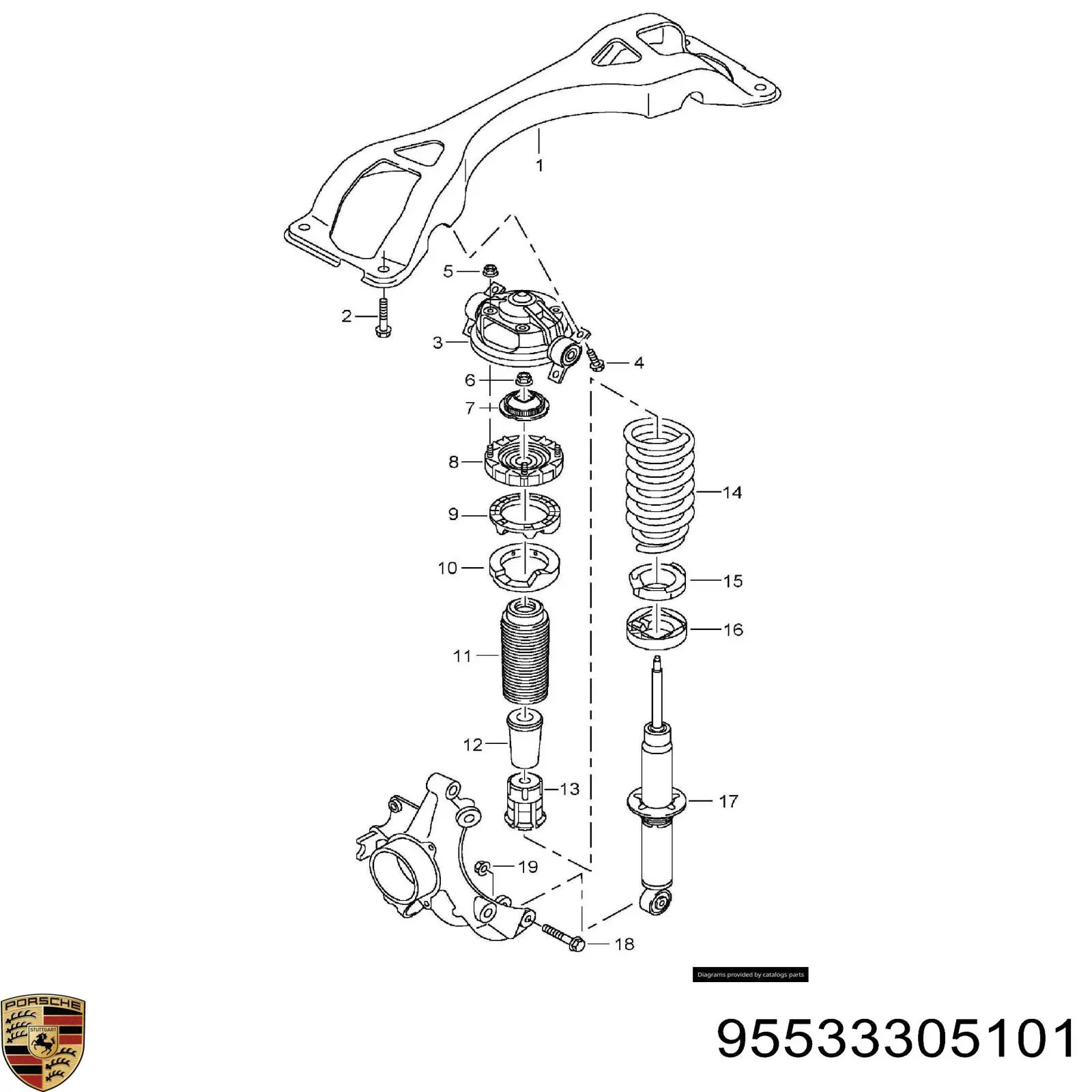 Амортизатор задний 95533305101 Porsche