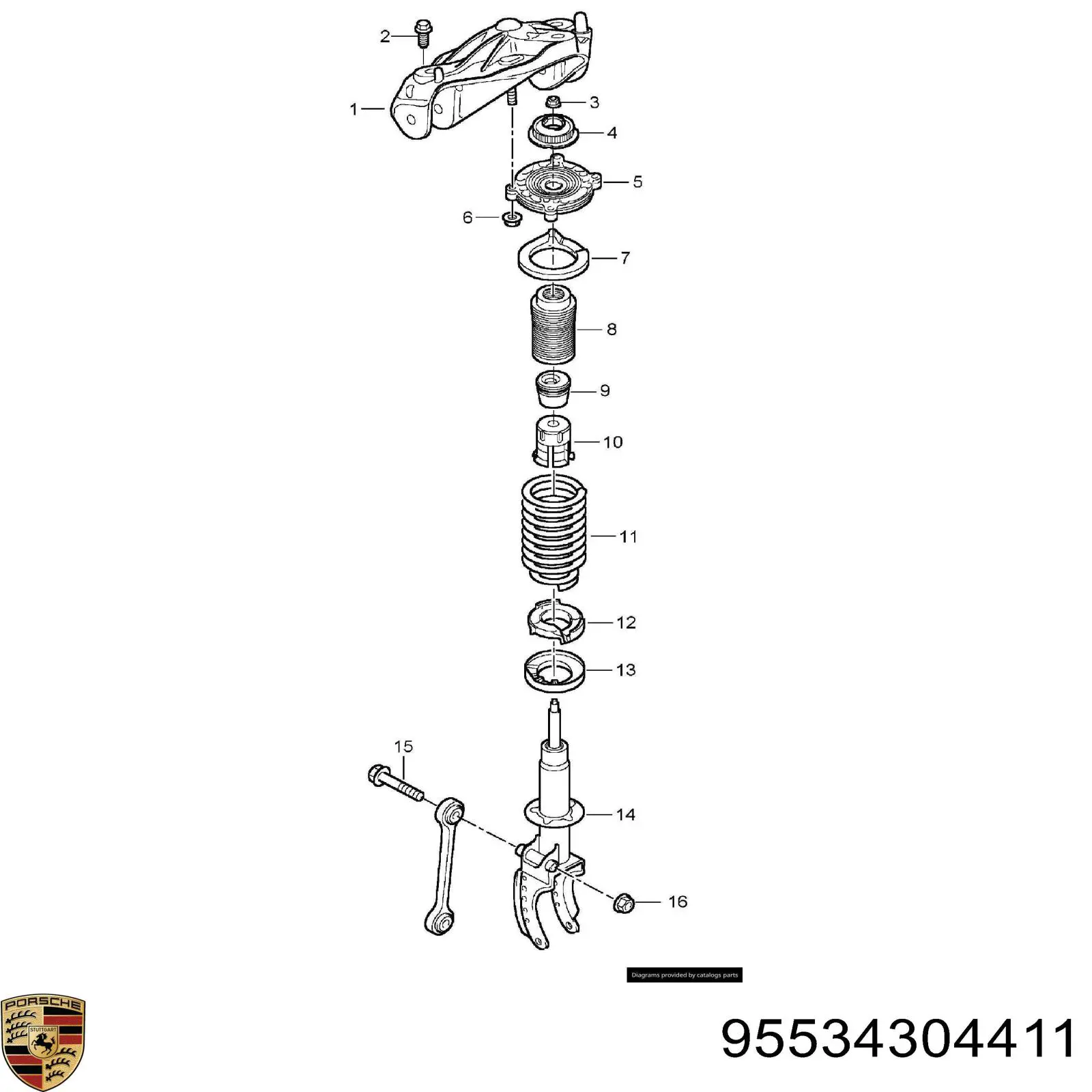 Амортизатор подвески передний левый Porsche 95534304411 цена, от 77.97 USD