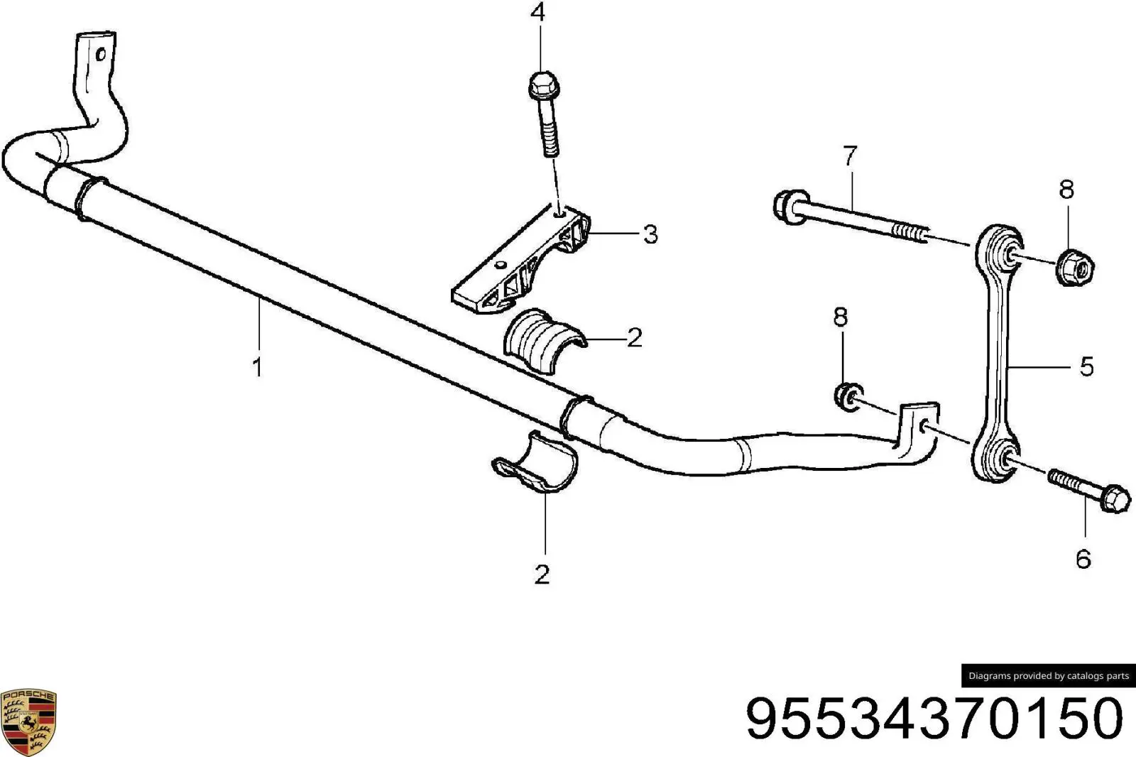 95534370150 Porsche estabilizador dianteiro