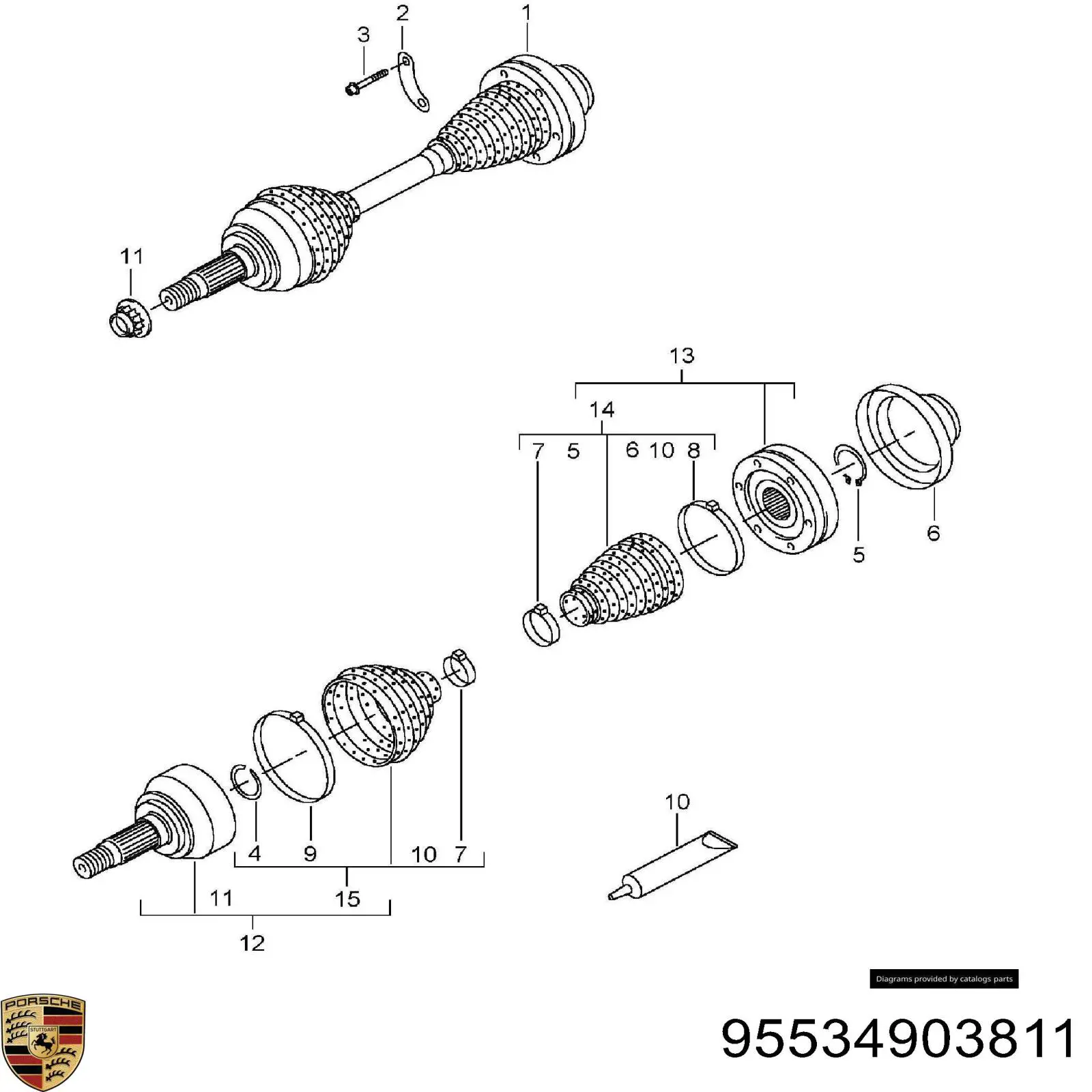 Полуось передняя 95534903811 Porsche