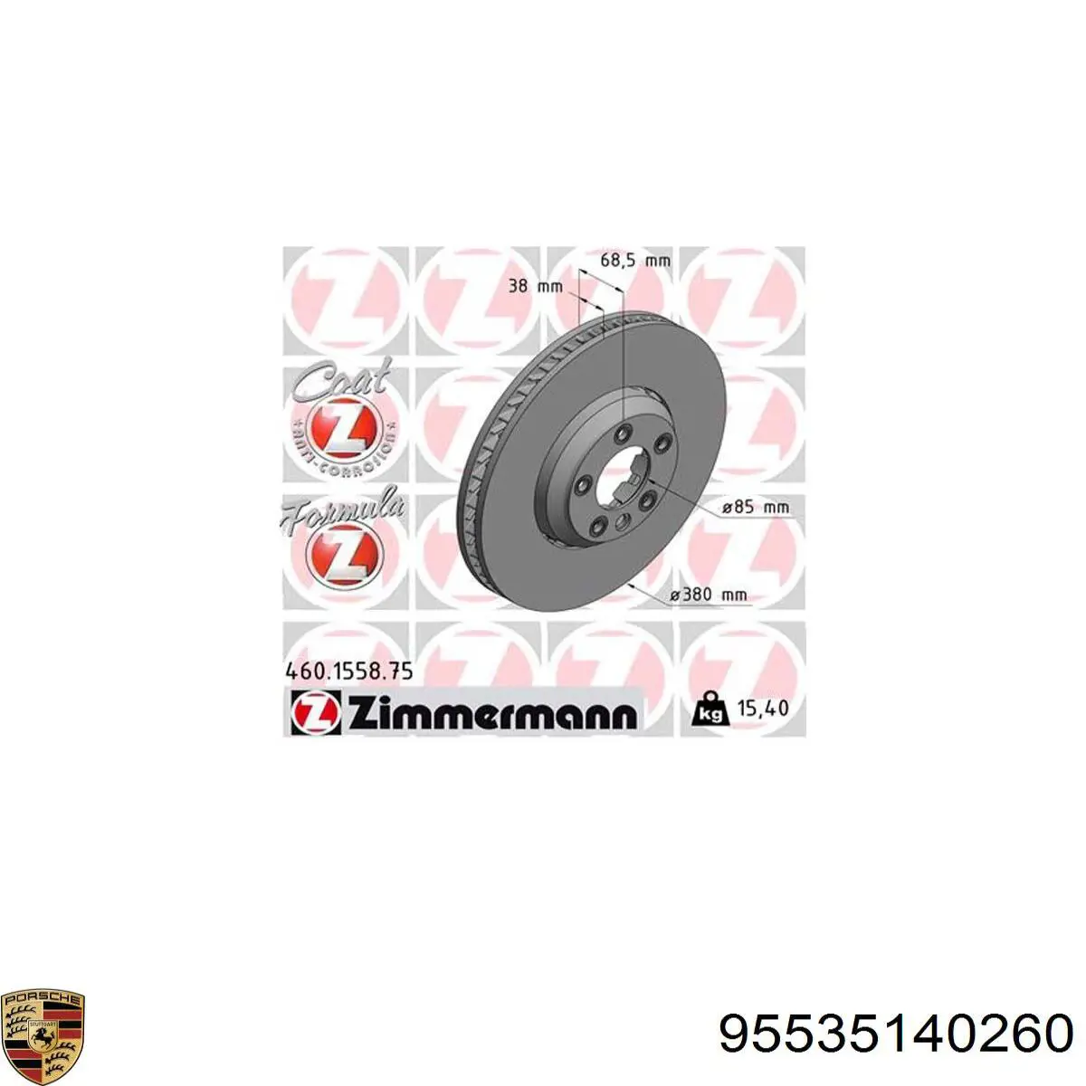 Купить 95535140260 Porsche Ротор тормозной