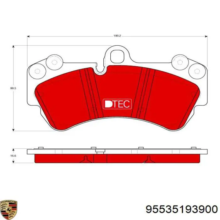 Передние тормозные колодки 95535193900 Porsche